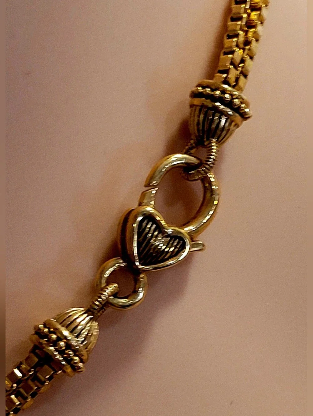 Judith Ripka,Rare Find Signature Textured Gold-tone Heart-Diamonique Necklace 18 - Picture 4 of 17
